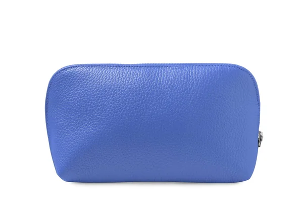 Stylish Blue Cosmetic Bag Isolated White — Stock Photo, Image