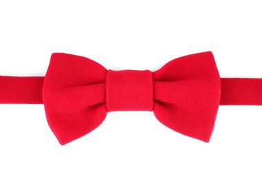 Beyaz üzerine izole edilmiş şık kırmızı papyon
