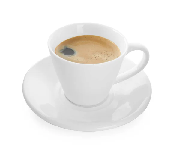 Kopje Lekkere Koffie Geïsoleerd Wit — Stockfoto