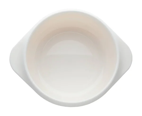 塑料碗隔离在白色 顶部视图 提供婴儿食品 — 图库照片