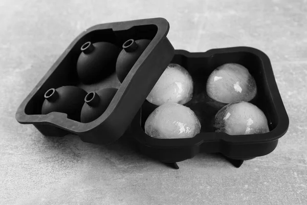 Frozen Ice Balls Mold Grey Table — Stock Photo, Image