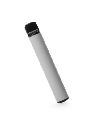 Tek kullanımlık elektronik sigara içme aygıtı beyaza izole edildi