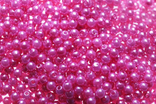 Pile Pink Beads Background Closeup — Stock Photo, Image