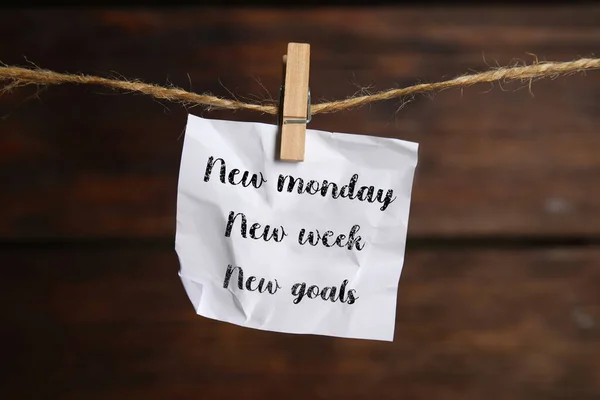Nova Segunda Feira Nova Semana Novos Objetivos Citação Motivacional Nota — Fotografia de Stock