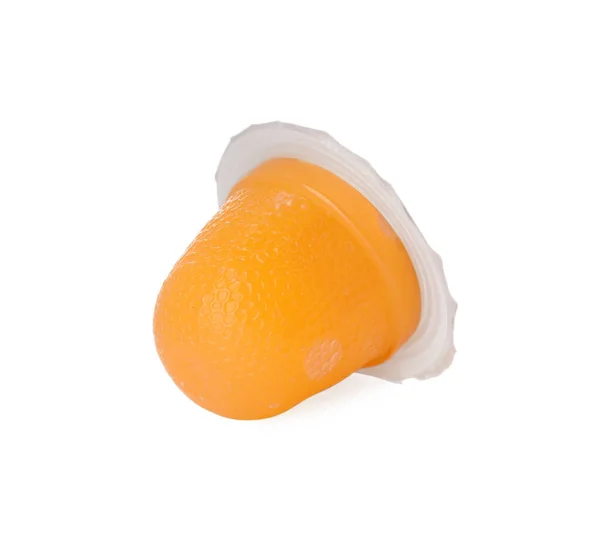 Läcker Apelsin Gelé Kopp Isolerad Vitt — Stockfoto