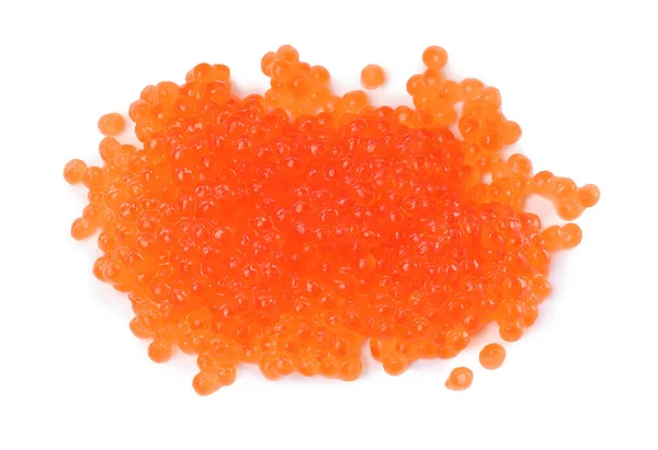 Pilha Delicioso Caviar Vermelho Isolado Branco Vista Superior — Fotografia de Stock