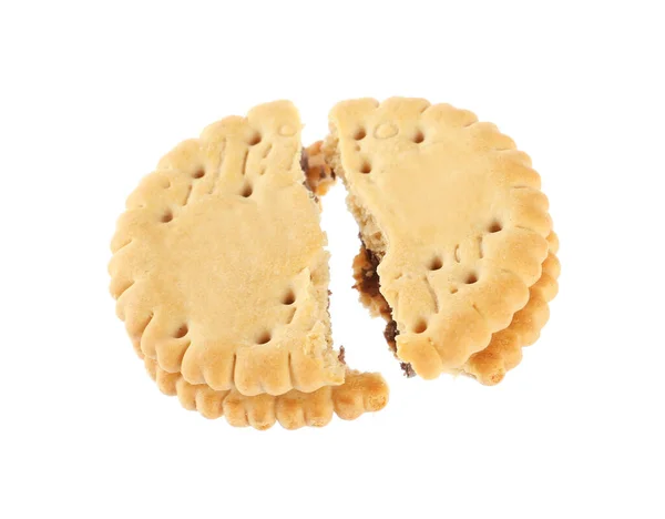 Зламане Смачне Бутербродне Печиво Вершками Білому Тлі — стокове фото