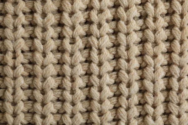 Beautiful Beige Knitted Fabric Background Top View — Stock Photo, Image