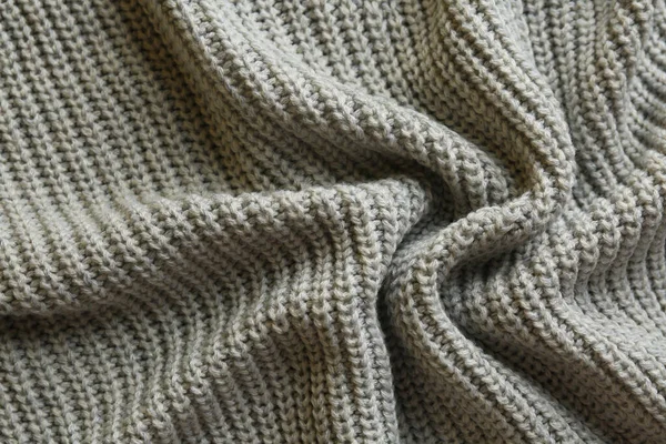 Beautiful Grey Knitted Fabric Background Top View — Stock Photo, Image