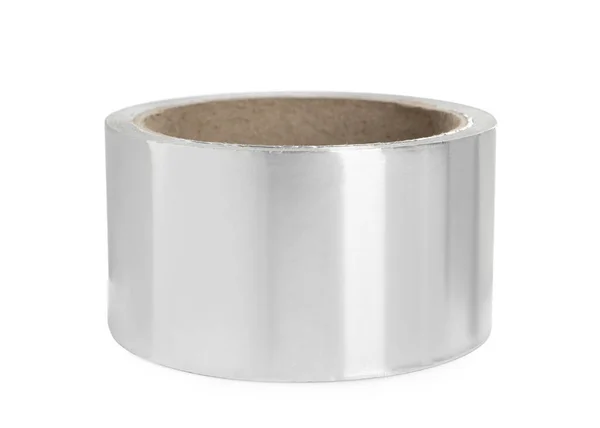Roll Alumínium Ragasztószalag Fehér Alapon — Stock Fotó