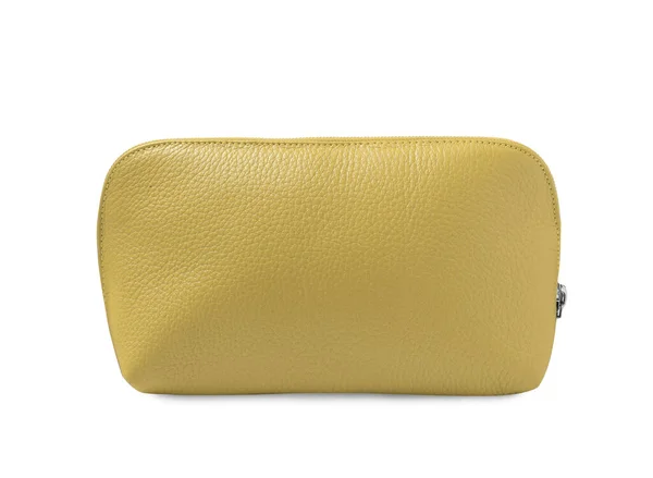 Stylish Yellow Cosmetic Bag Isolated White — Stock Photo, Image