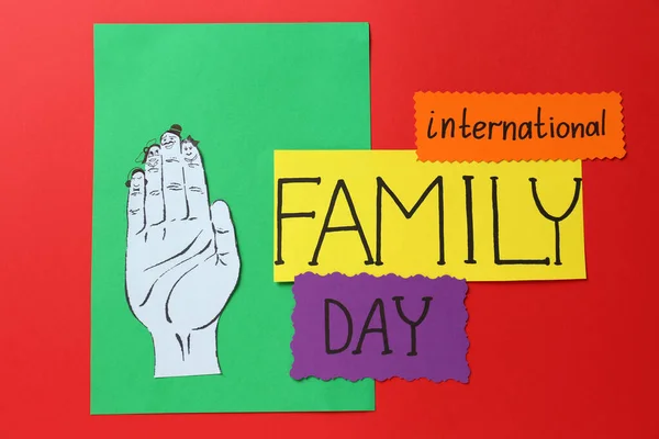 Cartões Papel Com Texto Dia Internacional Família Recorte Mão Fundo — Fotografia de Stock