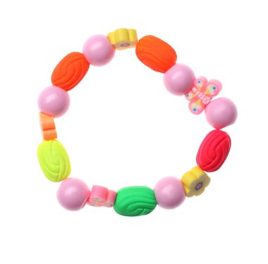 Güzel el yapımı boncuklu bilezik. Beyaz, üst manzaralı.