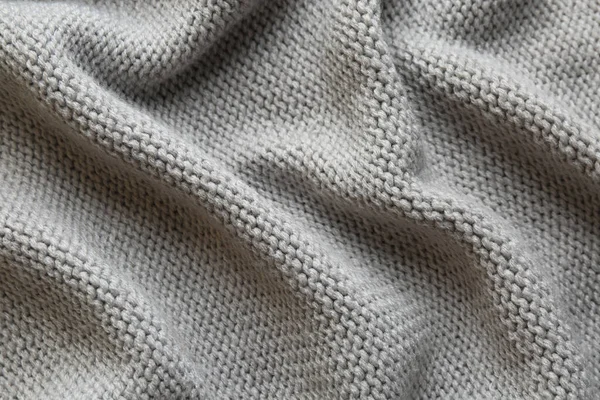 Beautiful Grey Knitted Fabric Background Top View Royalty Free Stock Images
