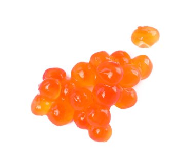 Lezzetli kırmızı havyar beyaza izole edilmiş, üst manzara