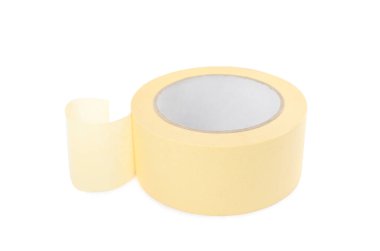Yapışkan bant rulosu beyaza izole edildi