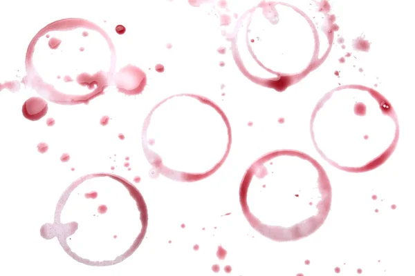 Красное Вино Кольца Капли Белом Фоне Вид Сверху — стоковое фото