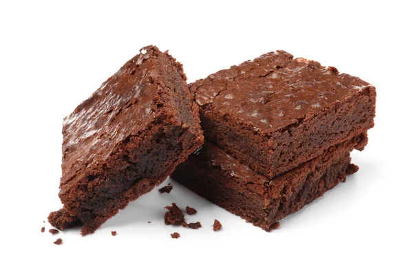 Köstliche Schokoladenbrownies Auf Weißem Hintergrund Leckeres Dessert — Stockfoto