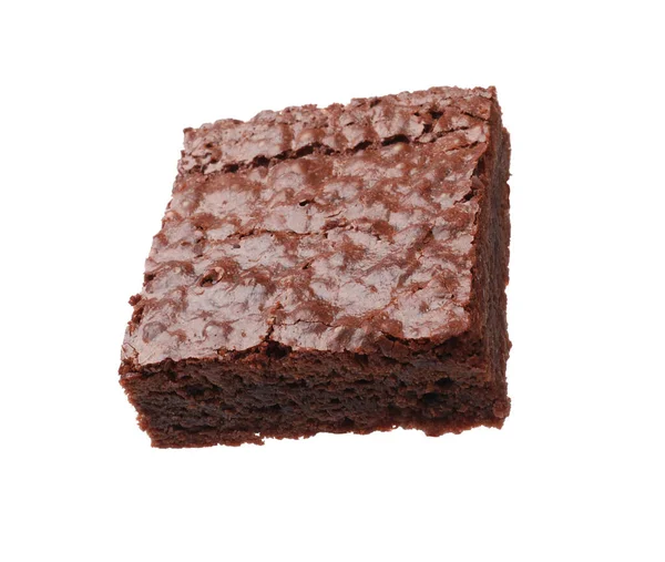 Köstliche Schokolade Brownie Isoliert Auf Weiß Leckeres Dessert — Stockfoto