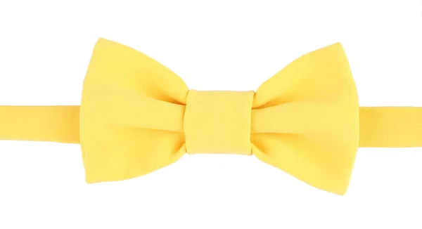 白に隔離されたスタイリッシュな黄色の蝶ネクタイ — ストック写真