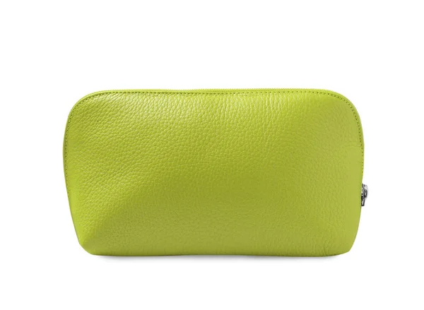 Stylish Green Cosmetic Bag Isolated White — Stock Photo, Image