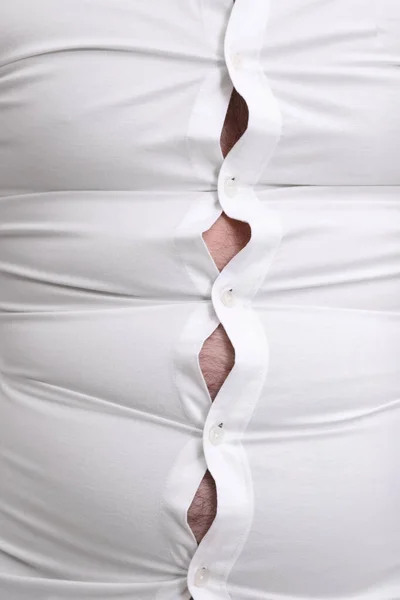 Man Wearing Tight Shirt Closeup View Overweight Problem — Stock Photo, Image