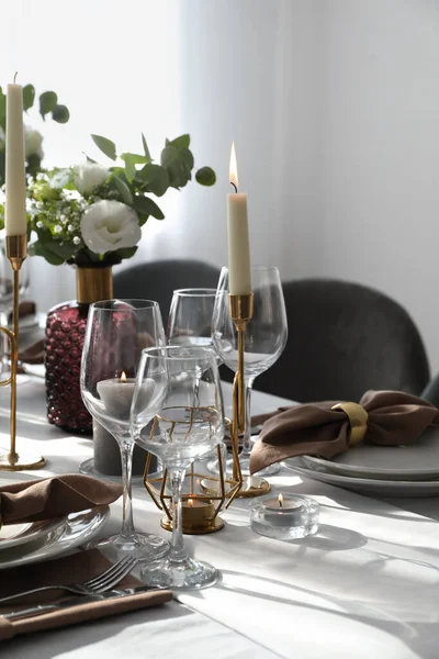 Festive Table Setting Beautiful Decor Indoors — Stock Photo, Image