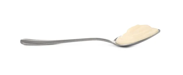 Spoon Tasty Mayonnaise Isolated White — Stock Photo, Image