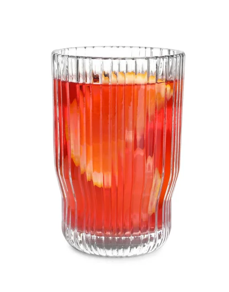 Verre Punch Aromatique Boisson Isolée Sur Blanc — Photo