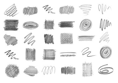 Beyaz arkaplan üzerine el çizimi kalem karalaması ile ayarlayın, üst görünüm