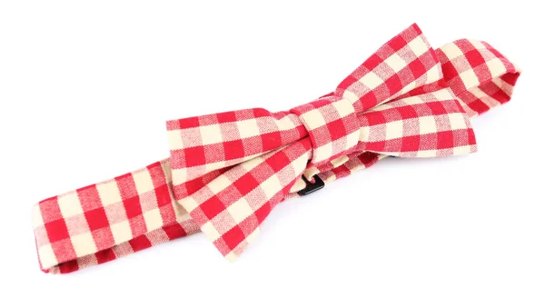 Elegante Laço Gingham Vermelho Isolado Branco — Fotografia de Stock