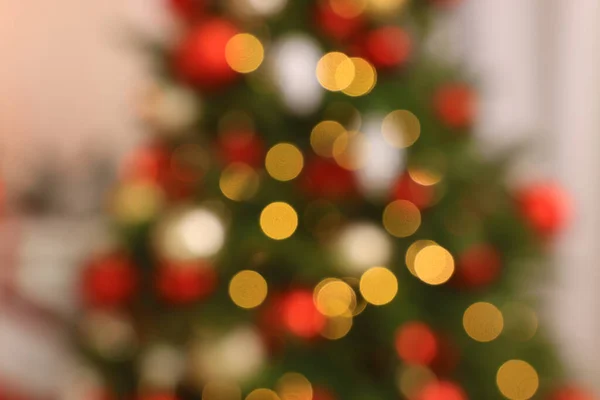 Rozmazaný Pohled Krásný Vánoční Stromek Zaostřená — Stock fotografie