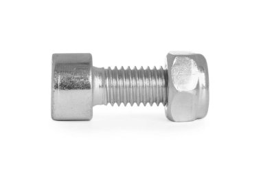 Metal soket cıvata ve beyaz somun.