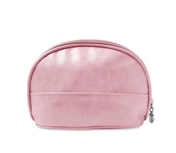 Stylish Pink Cosmetic Bag Isolated White — Stock Photo, Image