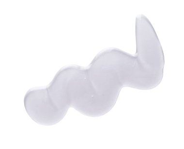 Beyaz arka planda şeffaf duş jeli örneği, üst görünüm