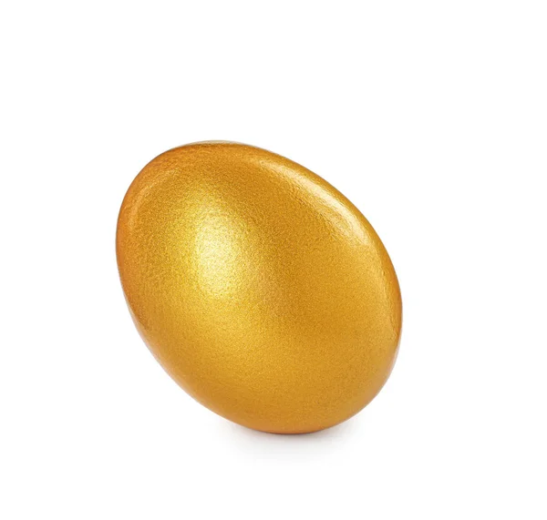 Uovo Oro Lucido Isolato Bianco — Foto Stock