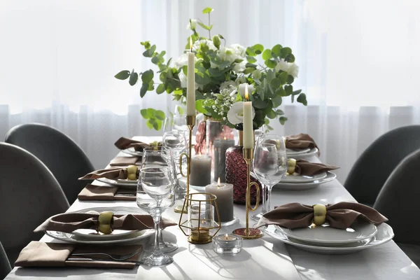 Festive Table Setting Beautiful Decor Indoors — Stock Photo, Image