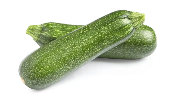 Frische Rohe Reife Zucchinis Auf Weißem Hintergrund — Stockfoto