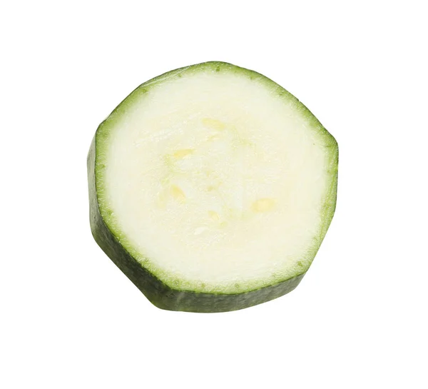 Skiva Grön Mogen Zucchini Isolerad Vit — Stockfoto