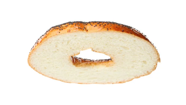 Metade Delicioso Bagel Fresco Isolado Branco — Fotografia de Stock