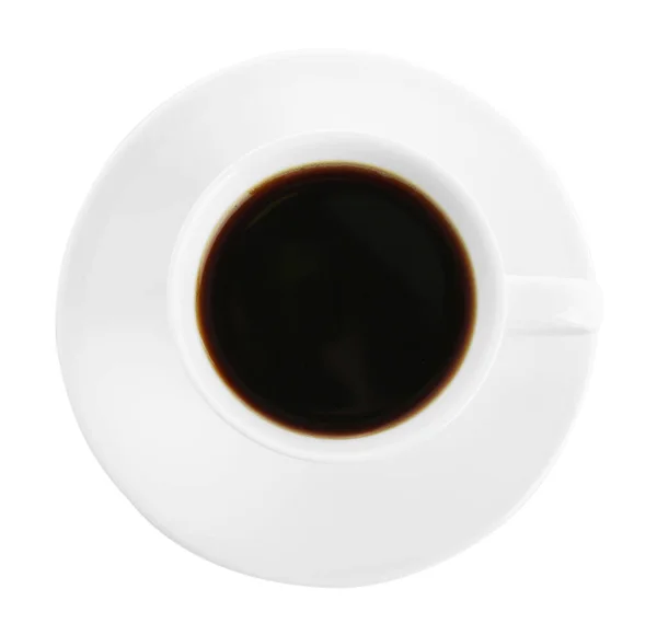 一杯美味可口的咖啡 白色的 顶部的视野 — 图库照片