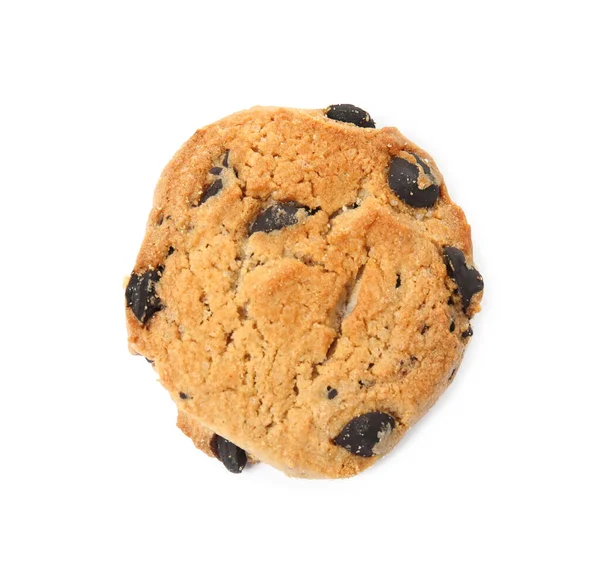 Läcker Choklad Chip Cookie Isolerad Vitt — Stockfoto