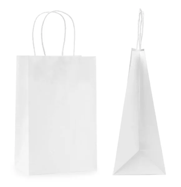 Paper Shopping Bags White Background Collage — Stock Photo, Image