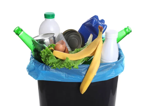 Kosz Śmieci Białym Tle Zbliżenie Recykling Śmieci — Zdjęcie stockowe