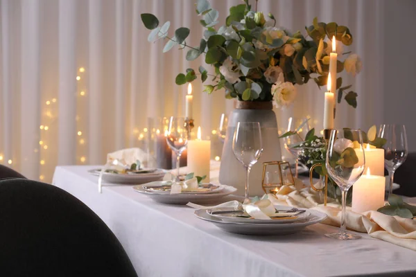 Festive Table Setting Beautiful Decor Indoors — Stock Photo, Image