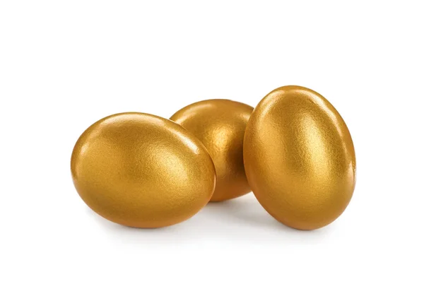 Many Shiny Golden Eggs White Background — Stock Photo, Image