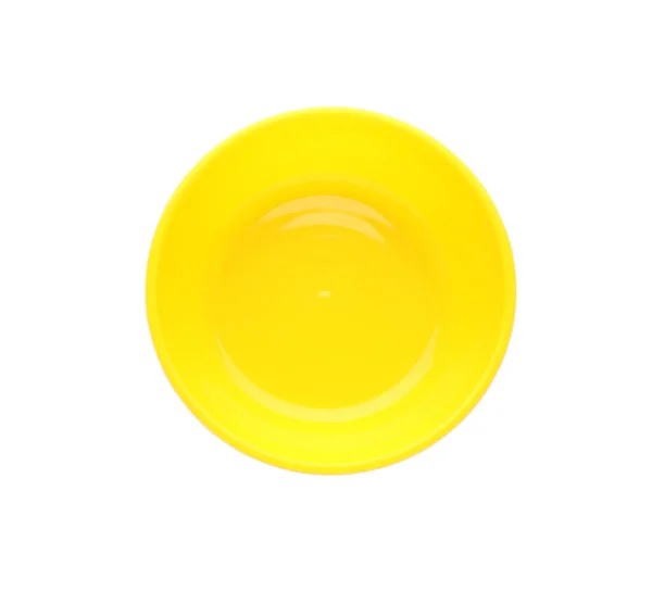 Plastic Plate Isolated White Top View Serving Baby Food — Stock Photo, Image