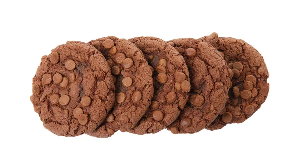 Finom Csokoládé Chip Cookie Kat Fehér Háttér Felülnézet — Stock Fotó