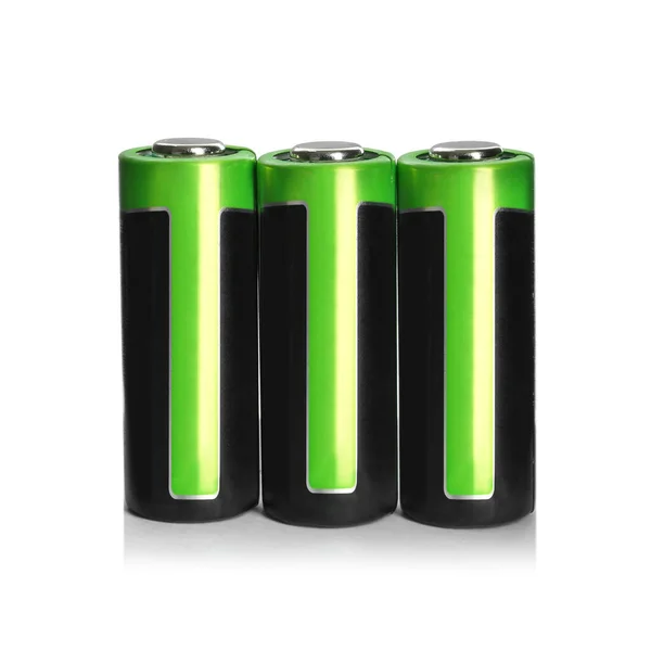 Nuove Batterie Sfondo Bianco Cellula Secca — Foto Stock