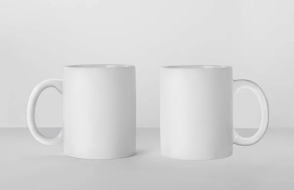 Leere Keramikbecher Auf Weißem Hintergrund Mockup Für Design — Stockfoto